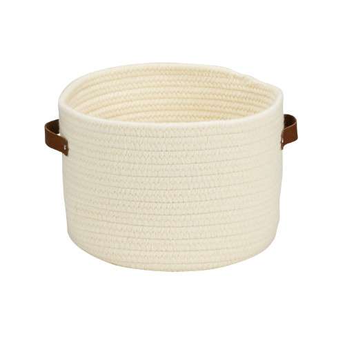 18" Natural Beige Round Handmade Braided Basket - IMAGE 1