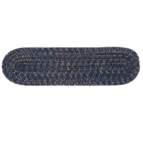 28" Navy Blue Solid Handmade Braided Stair Tread Oval Rug - IMAGE 1