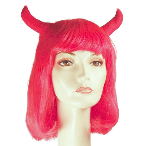 Red Horned Devil Women Adult Halloween Wig Costume Accessory - One Size - IMAGE 1