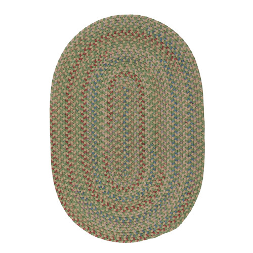 6' x 9' Brown and Green All Purpose Handcrafted Reversible Oval Area Throw Rug Runner - IMAGE 1