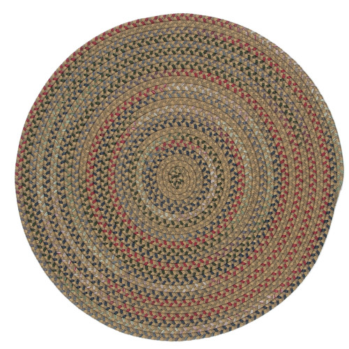 3' Brown and Blue All Purpose Handcrafted Reversible Round Area Throw Rug - IMAGE 1