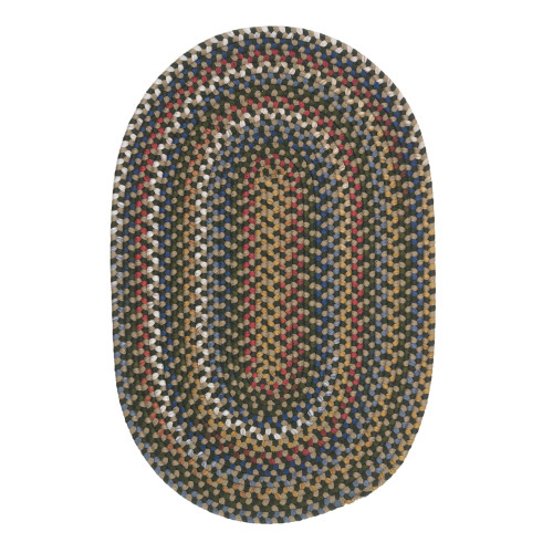 2.25' x 3.8' Blue and Beige All Purpose Handcrafted Reversible Oval Area Throw Rug - IMAGE 1