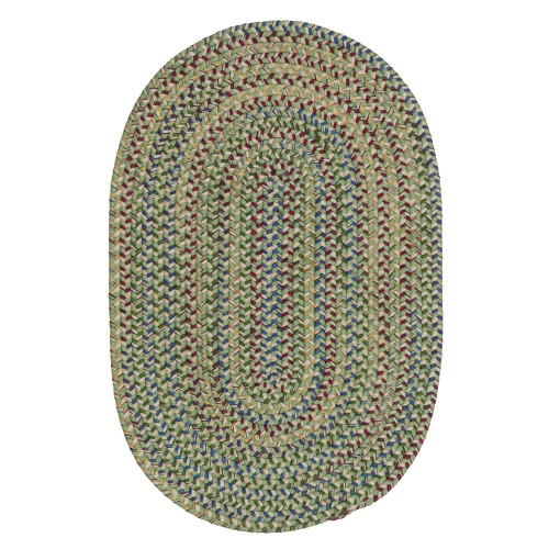 3' x 5' Moss Green and Red All Purpose Handcrafted Reversible Oval Area Throw Rug - IMAGE 1