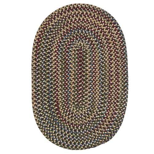 7' x 9' Brown and Blue All Purpose Handcrafted Reversible Oval Area Throw Rug - IMAGE 1