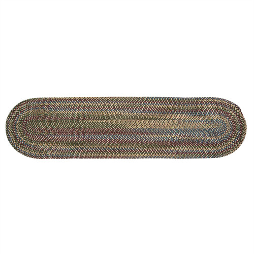 2.5' x 6' Brown and Blue Variegated Braid Handmade Reversible Oval Area Throw Rug Runner - IMAGE 1