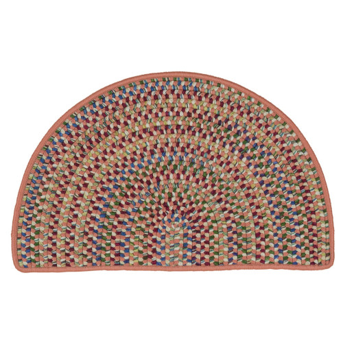 1.5' x 2.5' Red and White All Purpose Reversible Handcrafted Half-Circle Area Throw Slice Rug - IMAGE 1