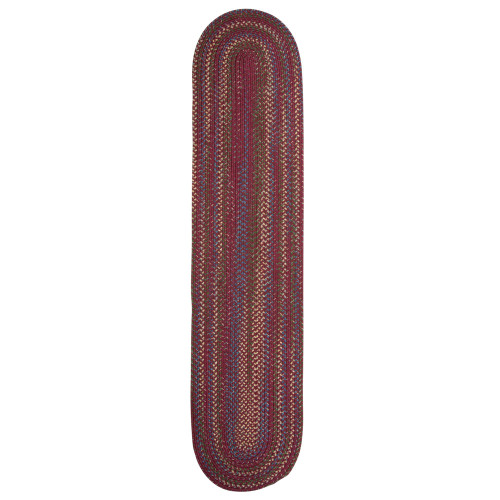 2' x 15' Burgundy Red and Blue All Purpose Handcrafted Reversible Oval Area Throw Rug Runner - IMAGE 1