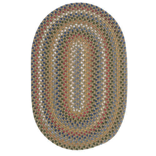 9' x 12' Olive Brown and White All Purpose Handcrafted Reversible Oval Area Throw Rug - IMAGE 1