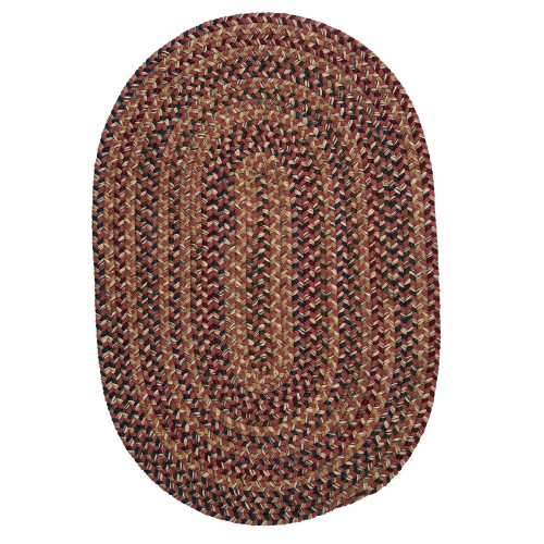 2' x 6' Rosewood Red and Beige Handcrafted Oval Braided Runner Rug - IMAGE 1