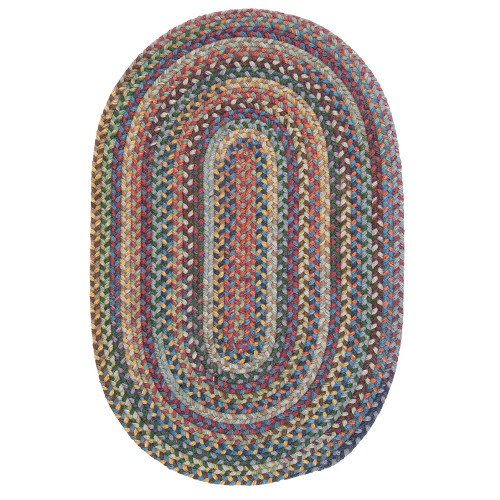 11' x 14' Red, Blue, and Yellow Braided Oval Area Throw Rug - IMAGE 1