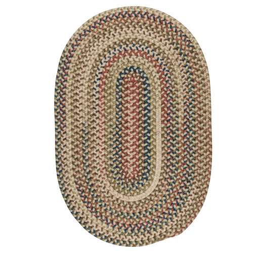 12' x 15' Beige And Green Braided Oval Area Throw Rug - IMAGE 1