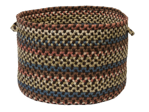 18" Chocolate Brown Vintage-Style Round Braided Storage Basket - IMAGE 1