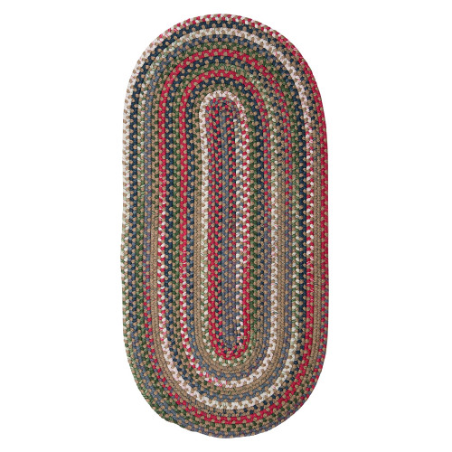 2' x 11' Beige and Red Reversible Handcrafted Oval Braided Runner Rug - IMAGE 1