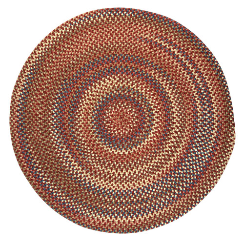 10' Red, Brown and White Reversible Round Handcrafted Area Throw Rug - IMAGE 1
