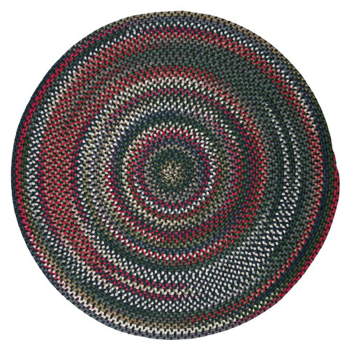 3' Blue and Red Round Handmade Braided Area Rug - IMAGE 1