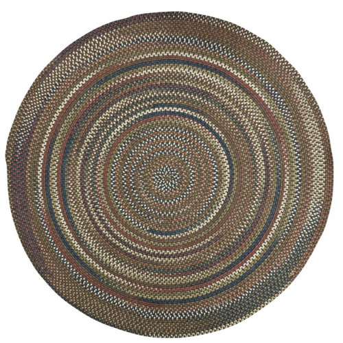 4' Rustic Green and Ivory Round Handmade Braided Area Throw Rug - IMAGE 1