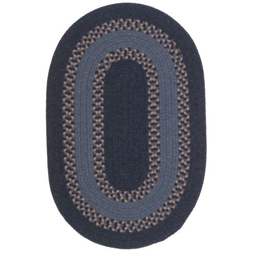 5' x 7' Navy Blue All Purpose Handcrafted Reversible Oval Area Throw Rug - IMAGE 1