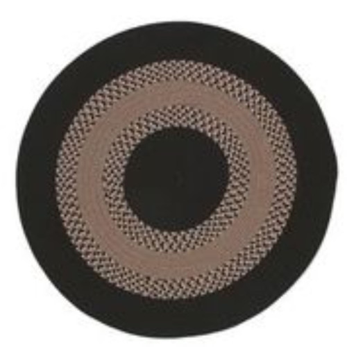 8' Black and Beige All Purpose Handcrafted Reversible Round Wool Area Throw Rug - IMAGE 1