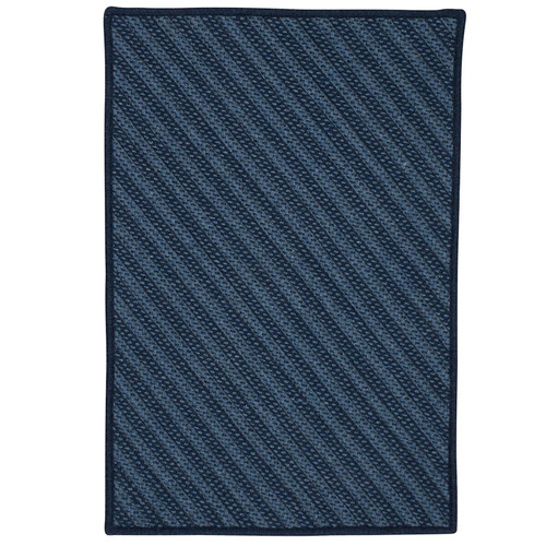 3' x 5' Navy Blue Diagonal Design Rectangular Braided Area Rug - IMAGE 1