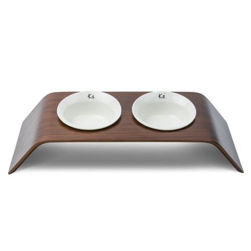 30" Walnut Brown Wood Pet Food Dining Table - IMAGE 1