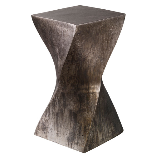 19" Black Distressed Finish Contemporary Accent Table - IMAGE 1