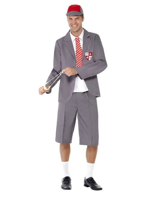49" Gray and White Schoolboy Men Adult Halloween Costume - Medium - IMAGE 1