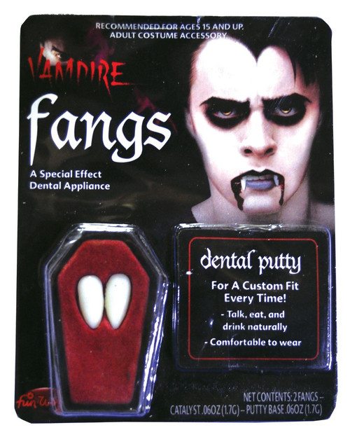 White Fangs Dentures Vampire Unisex Adult Halloween Costume Accessory - IMAGE 1