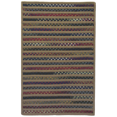7' x 9' Brown and Blue All Purpose Handcrafted Striped Reversible Rectangular Area Throw Rug - IMAGE 1