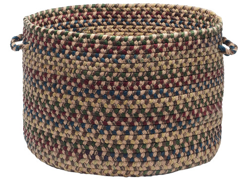 18" Mocha Beige Rustic Round Braided Storage Basket - IMAGE 1