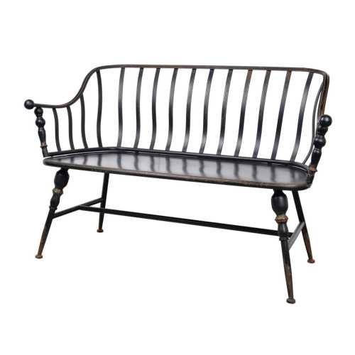 49.5" Rustic Black Contemporary Urban Industrial Warren Settee - IMAGE 1