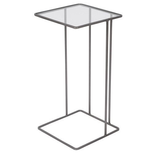 24" Gray and Clear Modern Style Square Accent Table - IMAGE 1