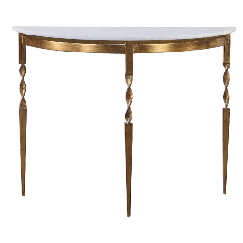 40” White and Gold Elegant Marble Console Table - IMAGE 1