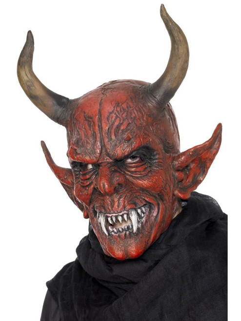 36" Red and Black Devil Demon Overhead Men Adult Halloween Mask Costume Accessory - One Size - IMAGE 1