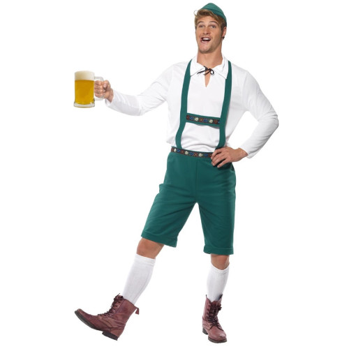 40" White and Green Oktoberfest Men Adult Halloween Costume - Large - IMAGE 1