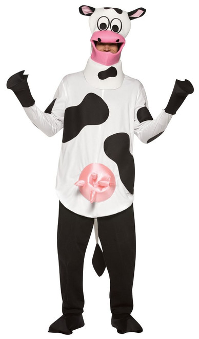 White and Black Halloween Men Cow Costume - IMAGE 1