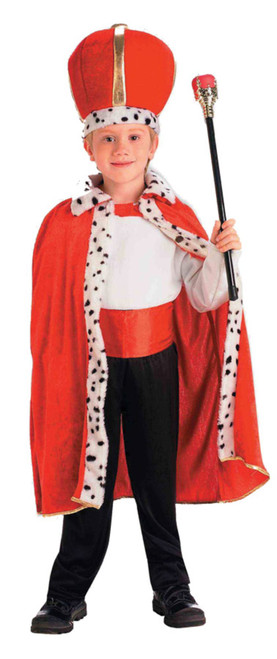 Red and White King Robe and Crown Boy Child Halloween Costume Accessory - One Size - IMAGE 1