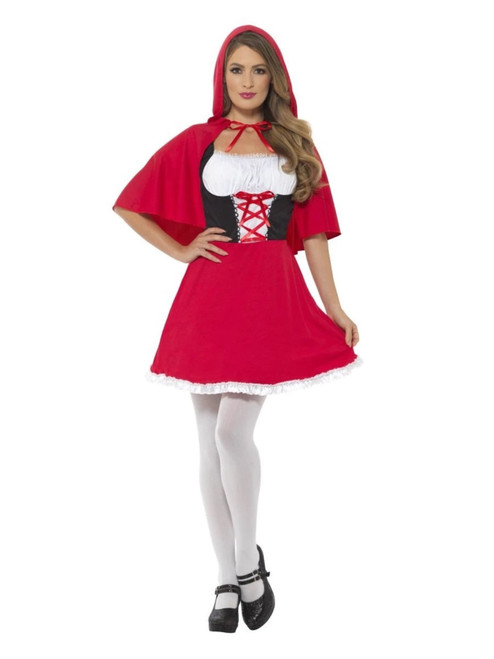 48" Red and White Riding Hood Women Adult Halloween Costume - XS - IMAGE 1
