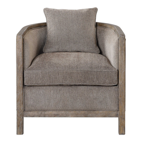 Gray Chenille Neutral Flaxen Fabric Chair 29” - IMAGE 1