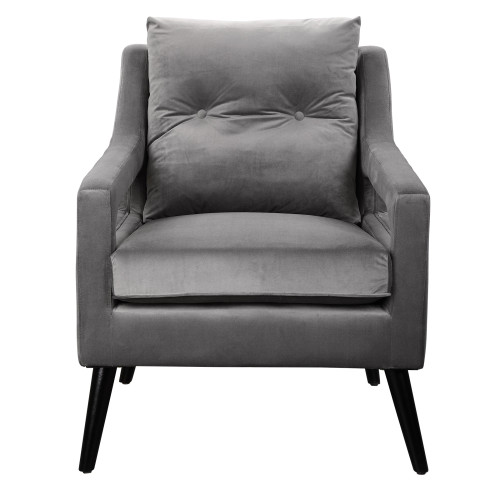 35" Gray and Black Scandinavian Button Tufted Armchair with Cushion - IMAGE 1