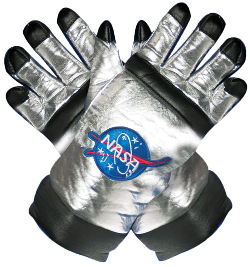 Silver and Black Astronaut Gloves Child Halloween Costume Accessory - IMAGE 1