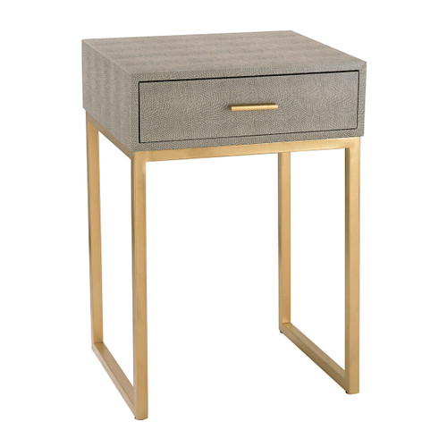 24" Grey and Gold Shagreen Side Table - IMAGE 1