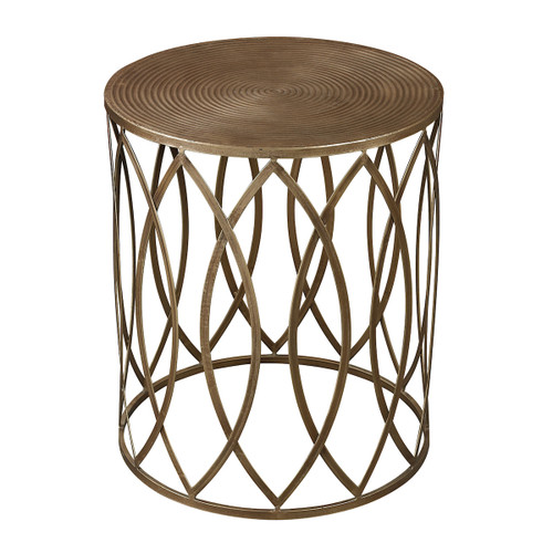 20" Gold Metal Openwork Design Frame Drum Accent Table Christmas Central