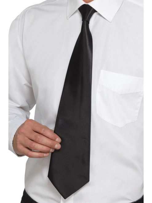 30" Black 1920's Style Deluxe Men Adult Halloween Gangster Tie Costume Accessory - One Size - IMAGE 1
