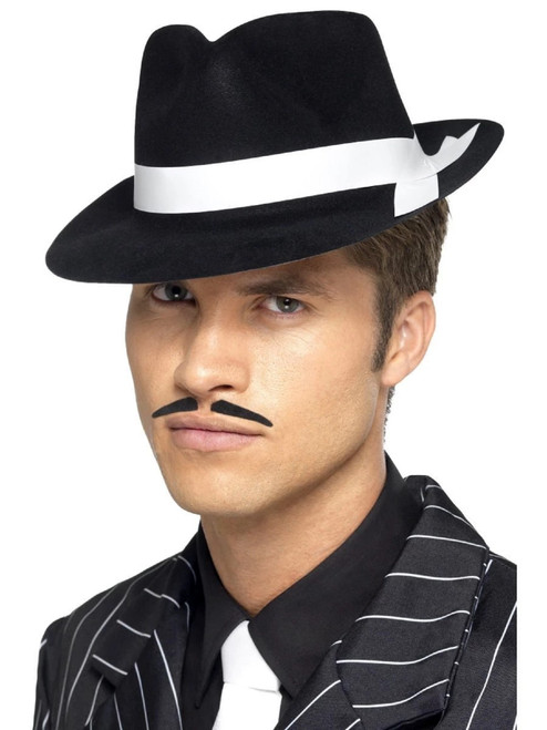 32" Black and White 1920's Style Al Capone Men Adult Halloween Hat with Band Costume Accessory - One Size - IMAGE 1