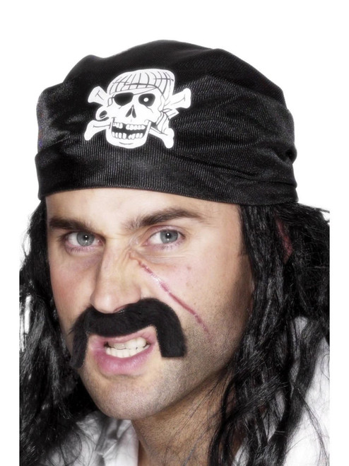 Black and White Unisex Adult Halloween Pirate Bandana Costume Accessory - One Size - IMAGE 1