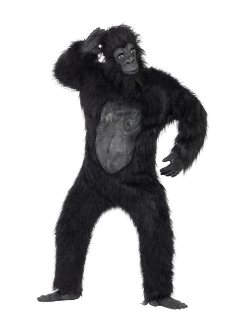 40" Black Gorilla Unisex Adult Halloween Costume with Chest - IMAGE 1