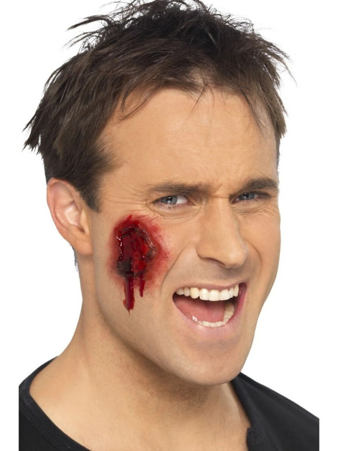 Club Pack of 12 Red Gory Wound Self Adhesive Skin Colored Makeup Kit Halloween Costume Accessory 39" - IMAGE 1