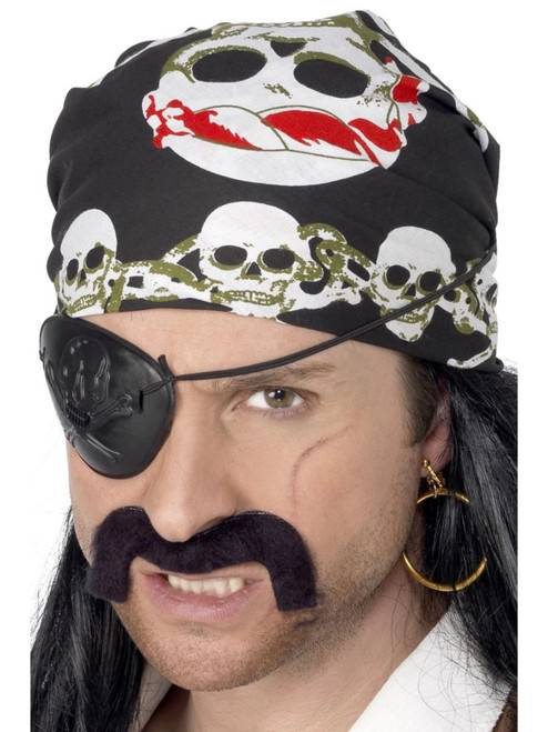 19" Black and Red Pirate Skull Printed Halloween Bandana Costume Accessory - One Size - IMAGE 1
