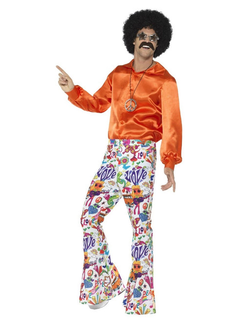 40" Vibrantly Colored 1960's Style Groovy Flared Trousers Men Adult Halloween Costume - XL - IMAGE 1