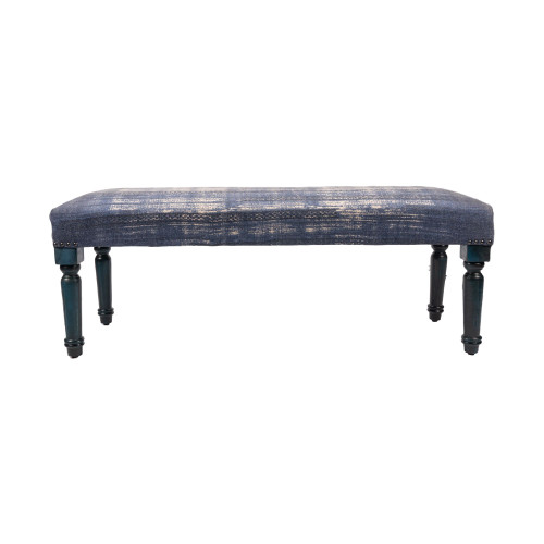 47" Antique Blue Distressed Rectangular Bench - IMAGE 1